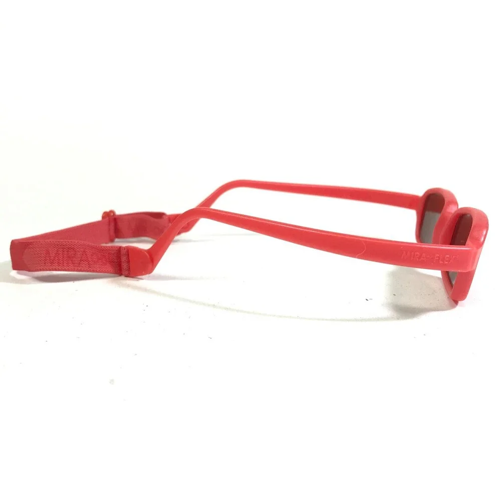Miraflex Sunglasses NEW BABY 2 Red Rectangular Frames with Red Lenses 42-14-120